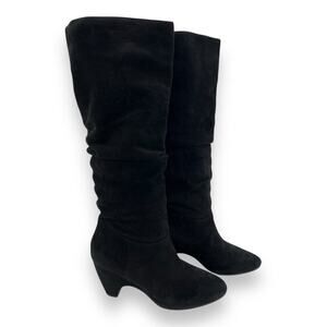 Eileen Fisher Slouched Tall Heeled Boots Women’s Black Suede Women's 9 Classic
